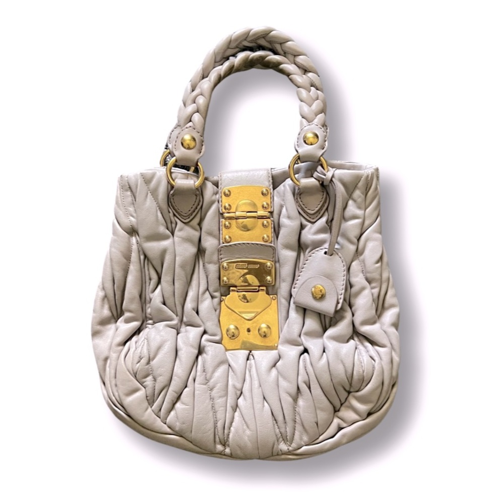 MIU MIU Lavender Leather Coffer Matelasse Shoulder Bag